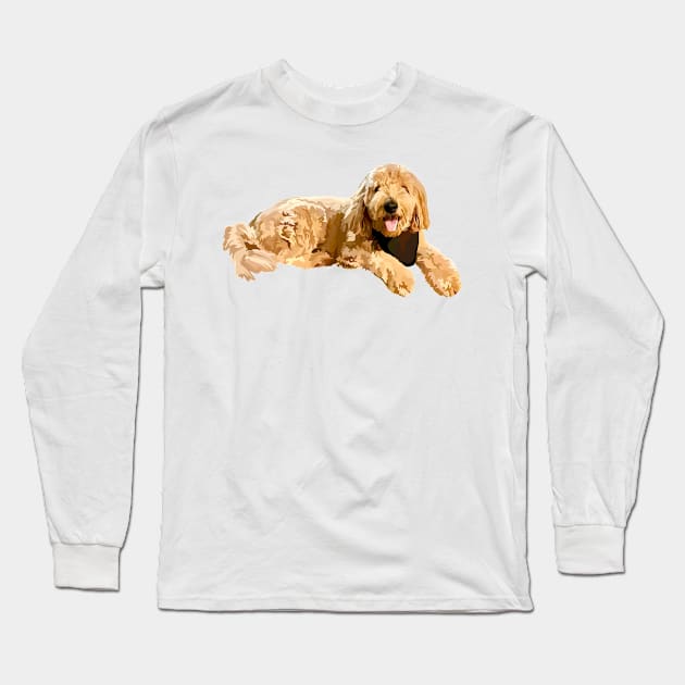 Goldendoodle drawing Long Sleeve T-Shirt by Poohdlesdoodles